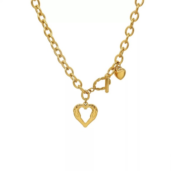 1pcs Heart Circle & Bar Love Pendant Chain Baroque Gold Heart - Picture 6 of 15